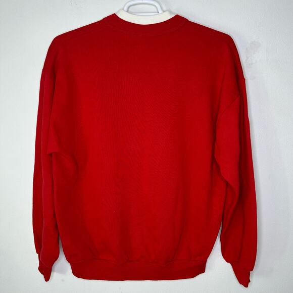 Vintage Jerzees Women's XL Christmas Tree Holiday Sweatshirt Red USA Made - Picture 2 of 7